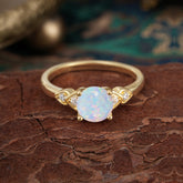 4 Prong Classic Round Opal Engagement Ring for Women